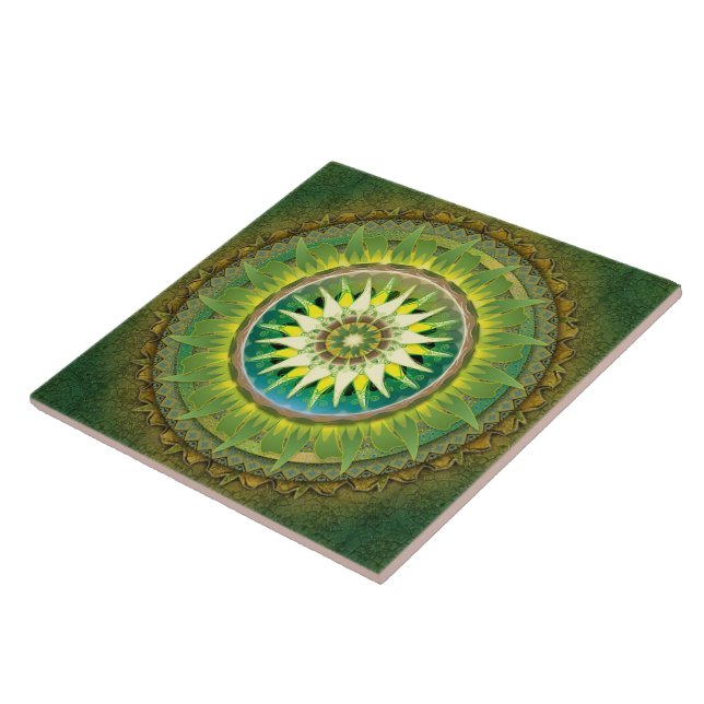 Mandala-grüne Fliese (Seite)