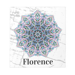 Mandala. Grunge-Stil mit personalisiertem Namen. Notizblock
