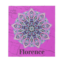 Mandala. Grunge-Stil mit personalisiertem Namen. Notizblock