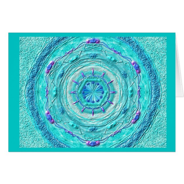 Mandala-Grußkarte 08 I-M  Türkis (Vorderseite (Horizontal))