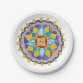 Mandala Hand bemalt Aquarellpapier Teller 7 in