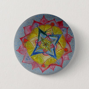 Mandala Hand Painted Star Round Button