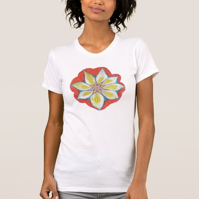 Mandala handgemalt Floral Women's Angepasster T -  T-Shirt (Vorderseite)