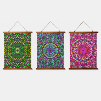 Mandala-Harmonie-Wandteppich mit Holzabschluss  Wandteppich Mit Holzrahmen