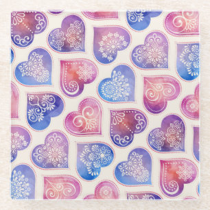 Mandala Hearts Muster Glasuntersetzer