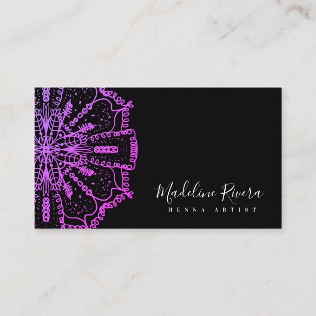 Mandala Henna Artist Yoga Macrame Carte de visite (Devant)