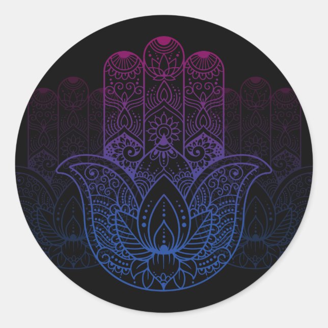 Mandala Henna | Lotus Hand Runder Aufkleber (Vorderseite)