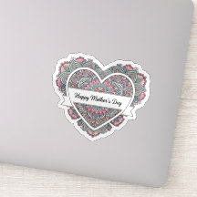 Mandala Herz Muttertag Aufkleber  Mama Floral Boho