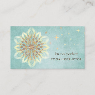 Mandala Holistic Lotus Floral Zen Yoga Aquamarin Visitenkarte