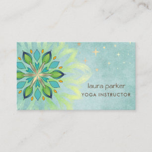 Mandala Holistisches Lotus Blumen Zen Yoga Blaugrü Visitenkarte