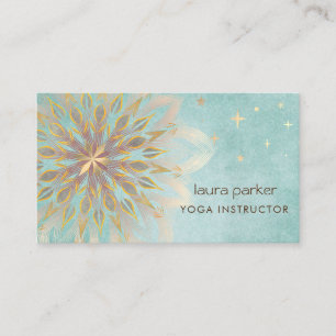 Mandala Holistisches Lotus Blumen Zen Yoga Blaugrü Visitenkarte