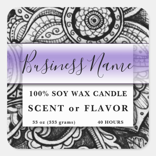 Mandala Homemade Food Bakery Kitchen Candle Quadratischer Aufkleber (Vorderseite)