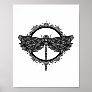 Mandala im buddhistischen Stil Nepals mit Libellen Poster