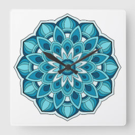 Mandala in aquamarin grün quadratische wanduhr