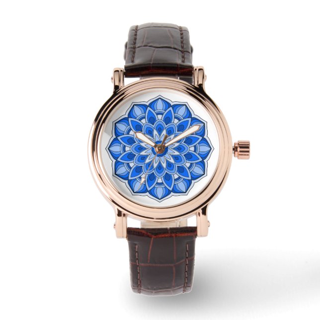 Mandala in blau armbanduhr (Vorderseite)