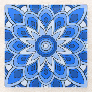 Mandala in blau glasuntersetzer