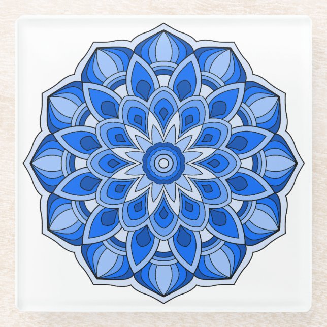 Mandala in blau glasuntersetzer (Vorderseite)