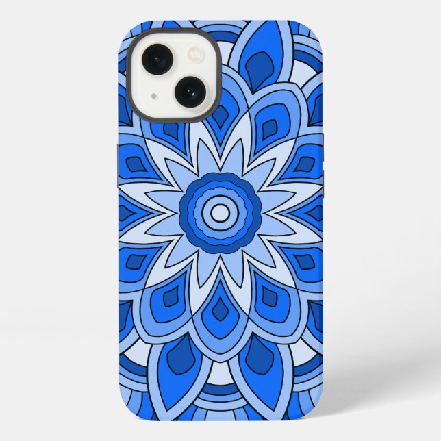 Mandala in Blau iPhone Hülle (Rückseite)