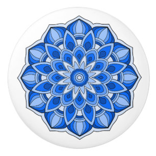 Mandala in Blau Keramikknauf