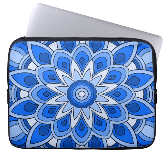 Mandala in blau laptopschutzhülle (Vorderseite)