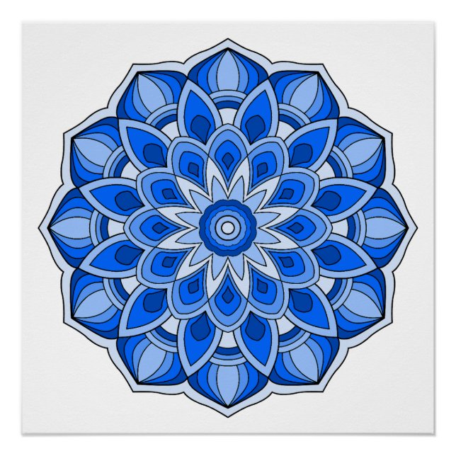 Mandala in blau poster (Vorderseite)