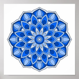 Mandala in blau poster