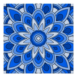 Mandala in blau poster