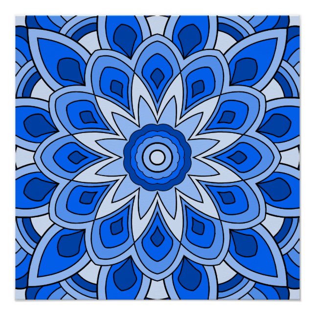 Mandala in blau poster (Vorderseite)