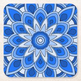 Mandala in blau rechteckiger pappuntersetzer