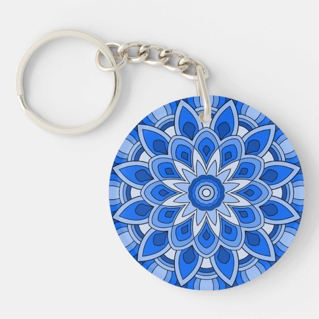 Mandala in blau schlüsselanhänger (Vorderseite)
