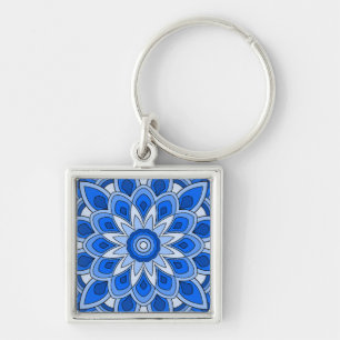 Mandala in blau schlüsselanhänger