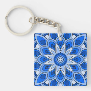 Mandala in blau schlüsselanhänger