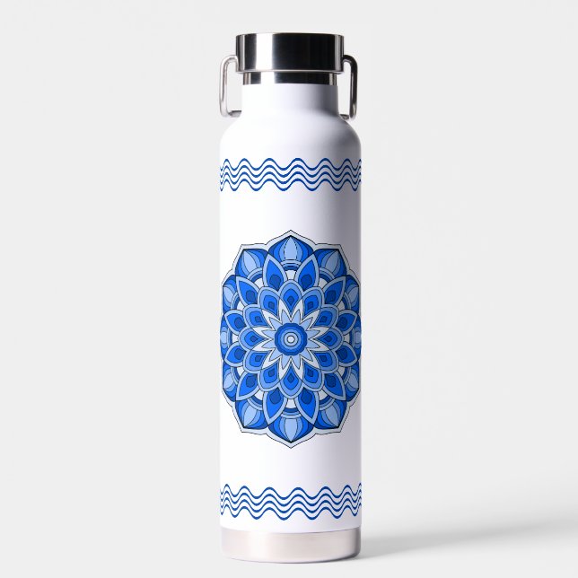 Mandala in blau trinkflasche (Vorne)