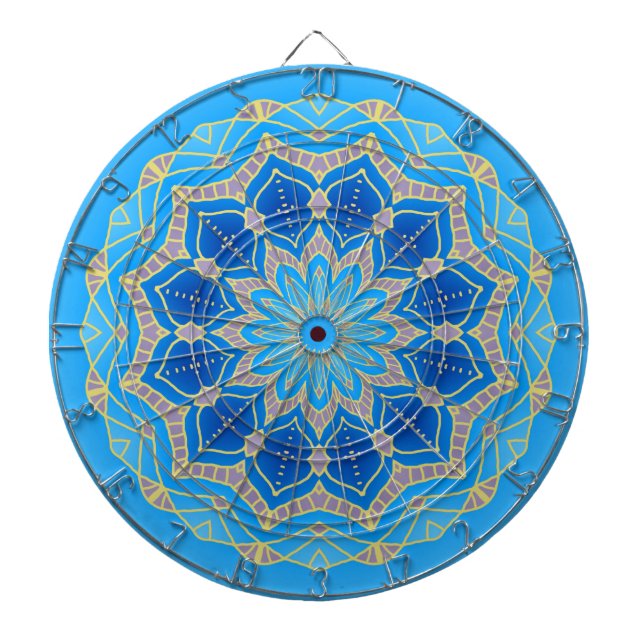 Mandala in blau und türkis dartscheibe (vorne)
