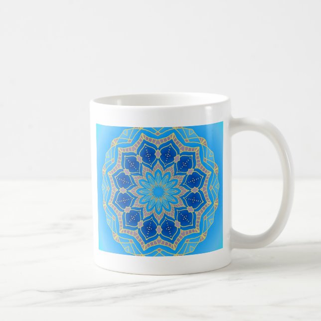 Mandala in blau und türkis kaffeetasse (Rechts)