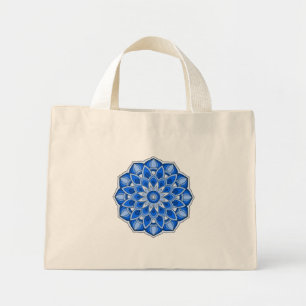 Mandala in blauer Tote-Tasche Mini Stoffbeutel