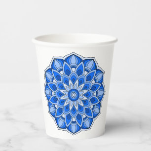 Mandala in der blauen Papiertasse Pappbecher