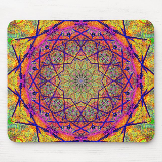 Mandala in der Form eines Fraktals | Farbenfrohe P Mousepad (Vorne)