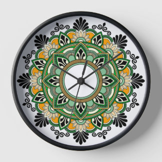 Mandala in Grün und Gold Uhr