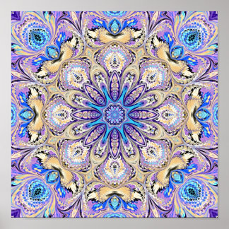 Mandala in Lila-, Blue- und Gold-Print Poster