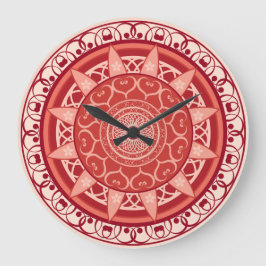 Mandala in Red Große Wanduhr