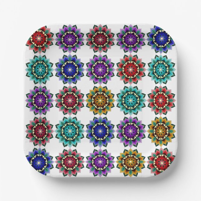 Mandala in various colours pappteller (Vorderseite)