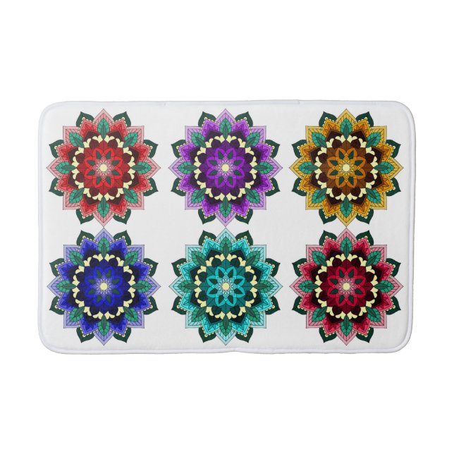Mandala in verschiedenen Farben Badematte (Vorderseite)