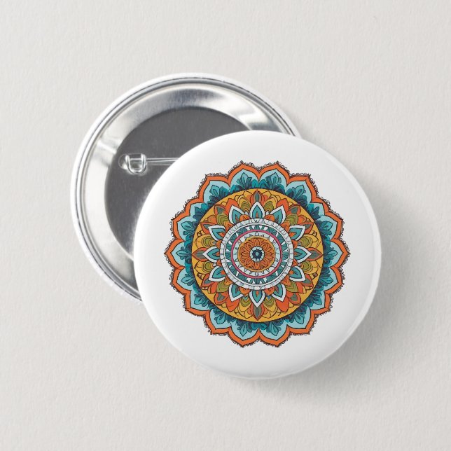 Mandala in verschiedenen Farben Button (Vorne & Hinten)