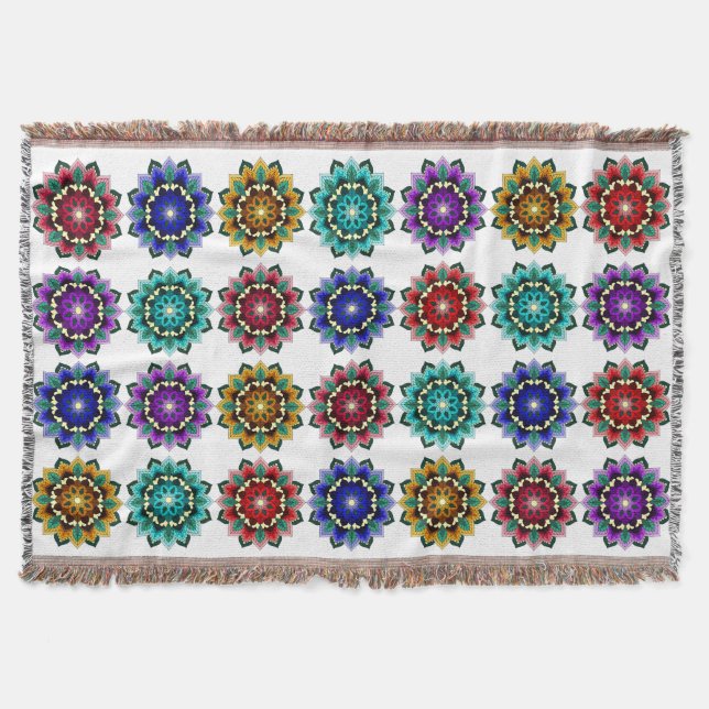 Mandala in verschiedenen Farben Decke (Vorderseite)