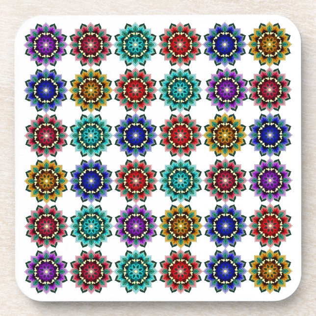 Mandala in verschiedenen Farben Getränkeuntersetzer (Vorderseite)