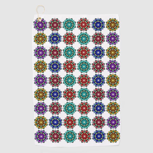 Mandala in verschiedenen Farben Golfhandtuch (Vorderseite)