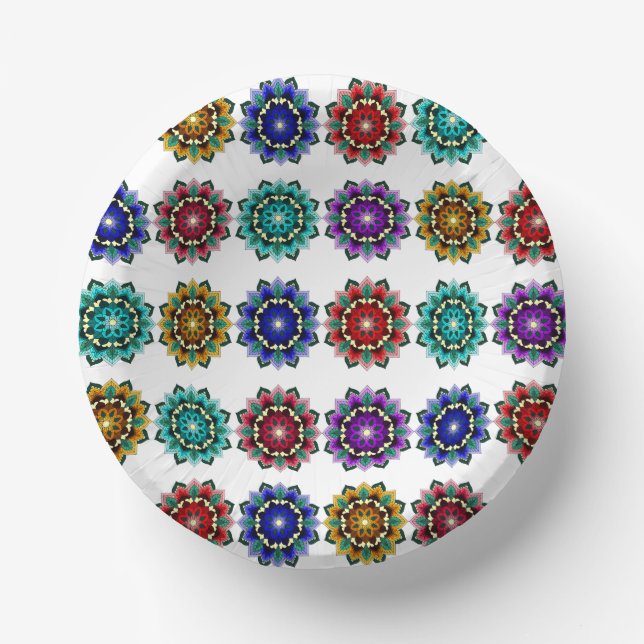 Mandala in verschiedenen Farben Pappteller (Vorderseite)