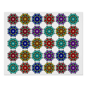 Mandala in verschiedenen Farben Poster