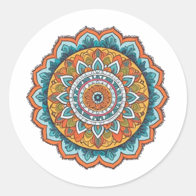Mandala in verschiedenen Farben Runder Aufkleber (Vorderseite)